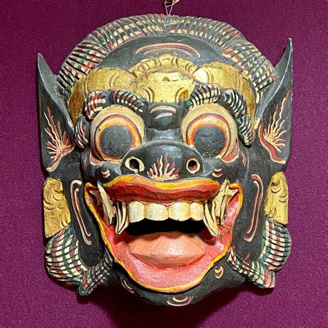 Vintage Hand Carved Wood Tribal Mask Hand Painted Wall Hanging