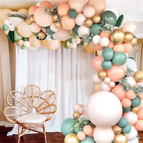 Buy Pcs Sage Green Peach Blush Pink Balloon Garland Arch Kit For Baby Bridal Shower Wedding