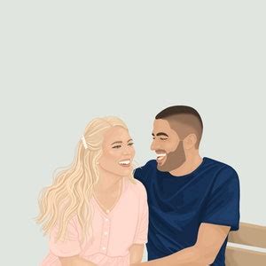 Custom 2 Person Portrait Digital Illustration Graduation Engagement