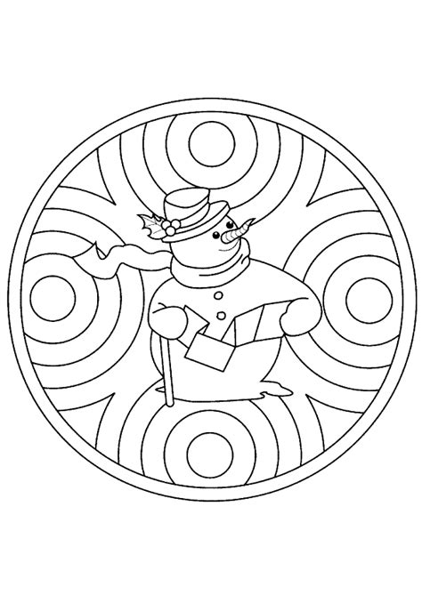 Coloriage mandala noel bonhomme neige sur Hugolescargot.com