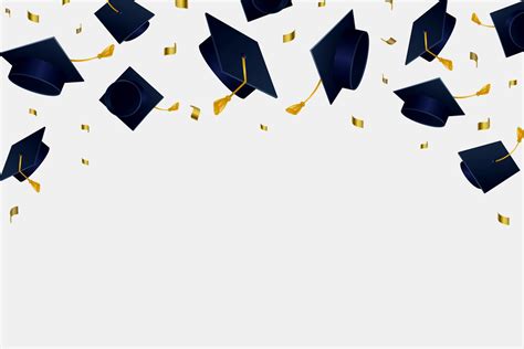 Graduation Caps Confetti Flying Students Hats With Golden Ribbons 6e8