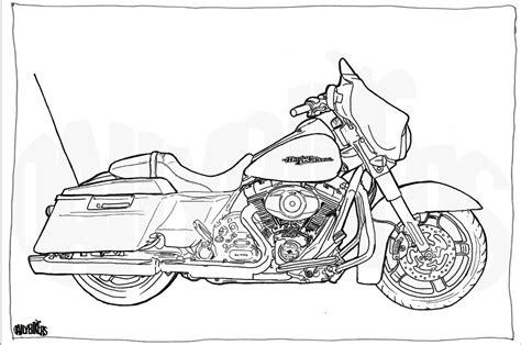 Download 3000+ pictures for free. Harley Davidson Street Glide Colouring Page - Motorcycle ...