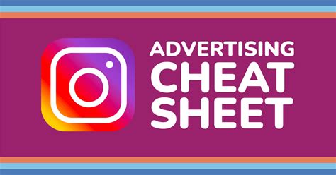 Instagram Advertising Cheat Sheet Social Media Marketing Mpp