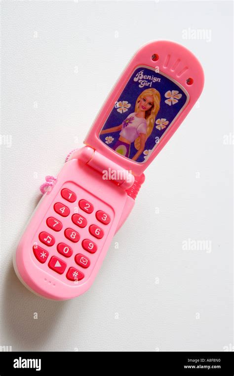 Mobile Phone Pink Toy Barbie Girl Play Buttons Design Screen Plastic Close Up White