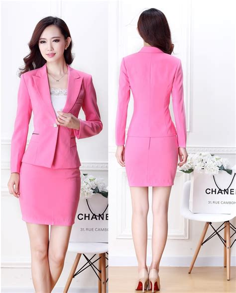 New Elegant Pink Fashion Slim Uniforms Style Professional