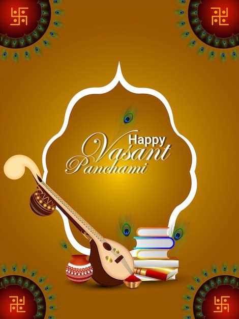 Premium Vector Happy Vasant Panchami Creative Elements And Background