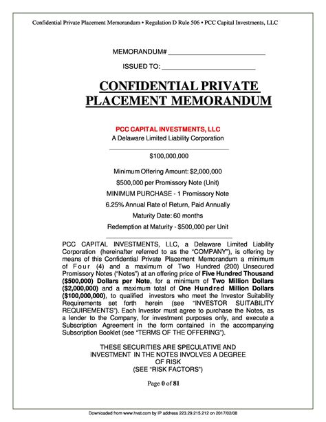40 Private Placement Memorandum Templates Word Pdf