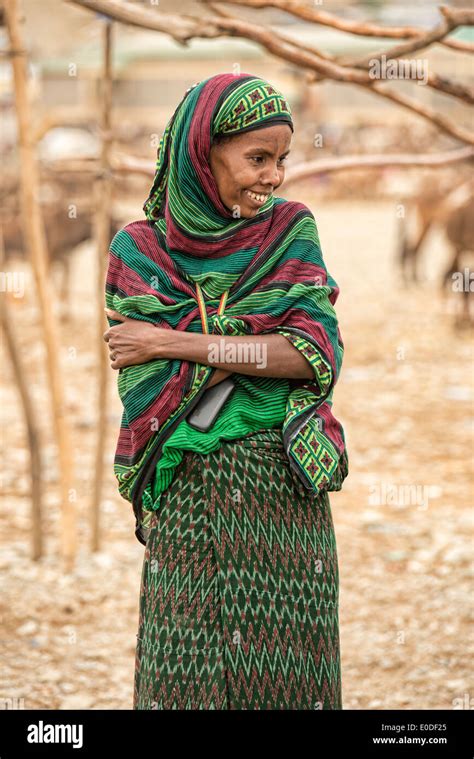 Portrait Of An Afar Woman In The Danakil Depression Ethiopia Stock