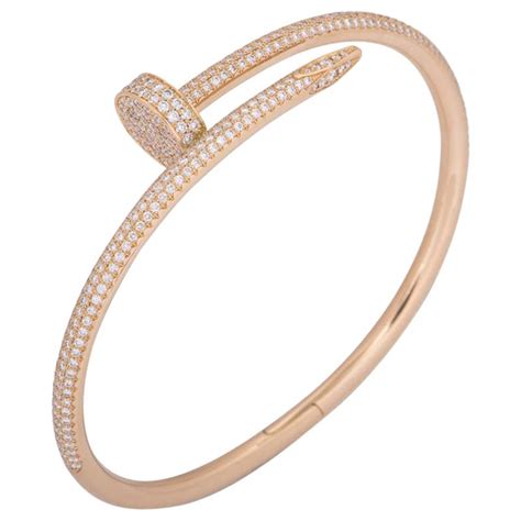 Cartier Juste Un Clou Diamond Rose Gold Nail Bangle Bracelet At 1stDibs