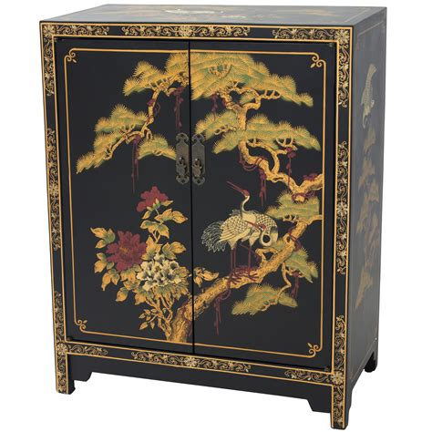 Oriental Furniture Black Lacquer Cabinet Ebay