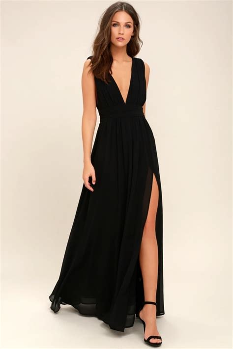 Black Dress Maxi Dress Sleeveless Dress V Neck Dress Lulus