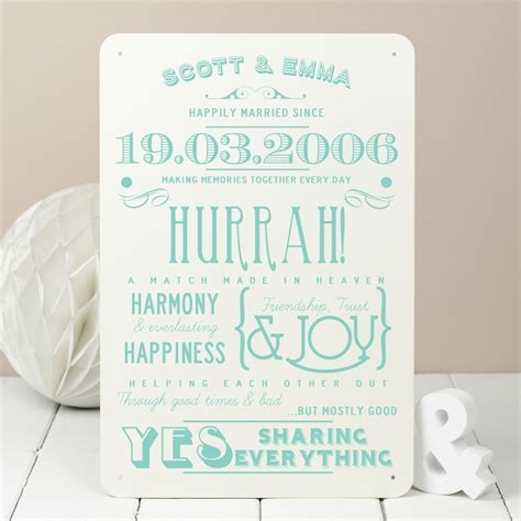 Personalised 10th Tin Anniversary Metal Print By Delightful Living
