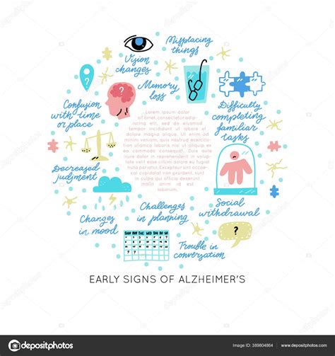 Alzheimers Disease Early Signs Medicine Handdrawn Vector Icons
