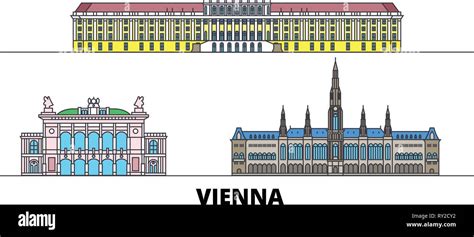 Austria Vienna Flat Landmarks Vector Illustration Austria Vienna