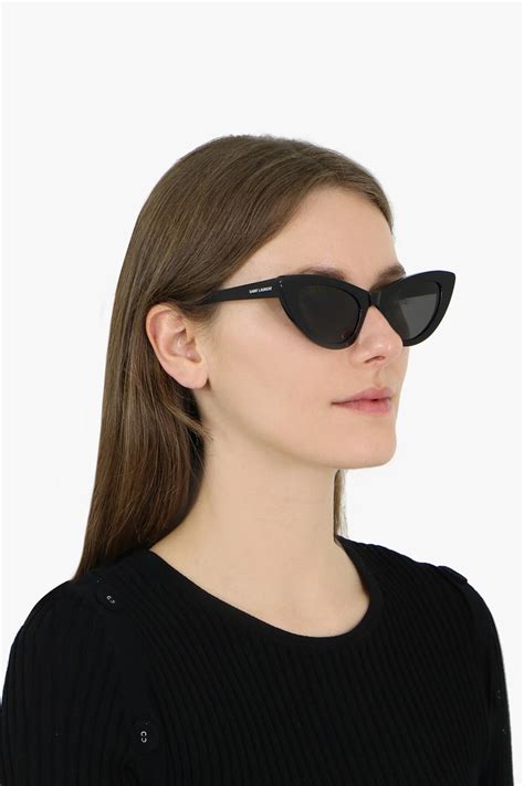 Saint Laurent Synthetic Lily Cat Eye Sunglasses Black Lyst