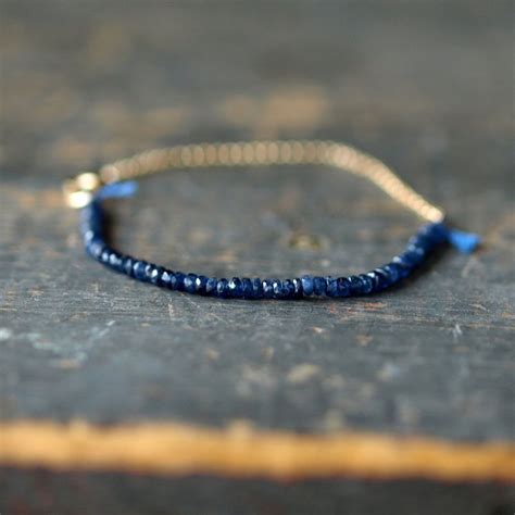 Blue Sapphire Gemstone Bracelet Precious Gem Gold Chain Delicate