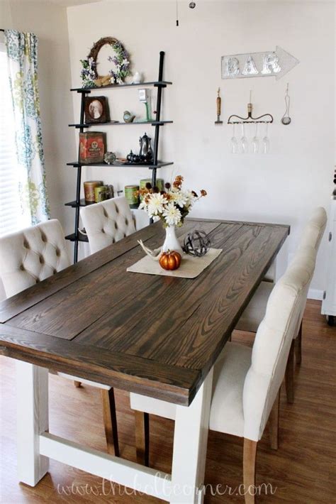 Beautiful long narrow dining table with drawers in it for extra storage ideally fits this idyll. DIY Farmhouse Style Dining Table | Diy dining table ...