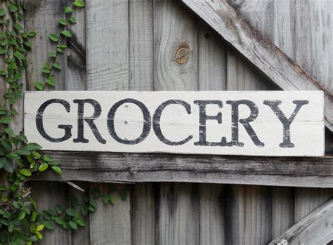 Hand Painted Rustic Grocery Sign On Reclaimed Wood