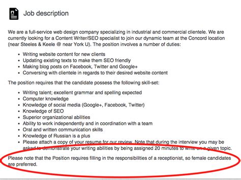 A Company In Canada Posted An Incredibly Sexist Job Listing To Linkedin
