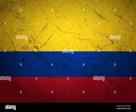 Grunge Colombia Flag Textured Background Vector Illustration Stock