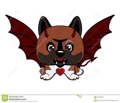 Devil Dog With Horns And Bat Wings Stock Vector Illustration Of Card