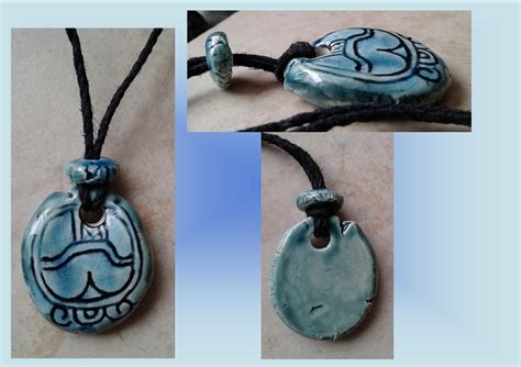 Mayan Kib Candle Glyph Necklace Turquoise Teal Mesoamerican Tzolkin
