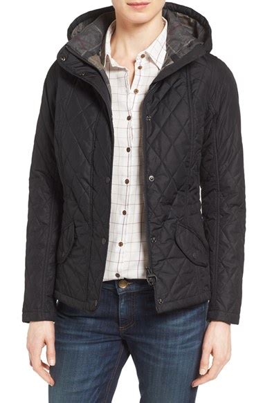 Barbour Millfire Hooded Quilted Jacket In Black For Men Lyst