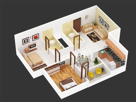 Simple House Plan With 5 Bedrooms 3d