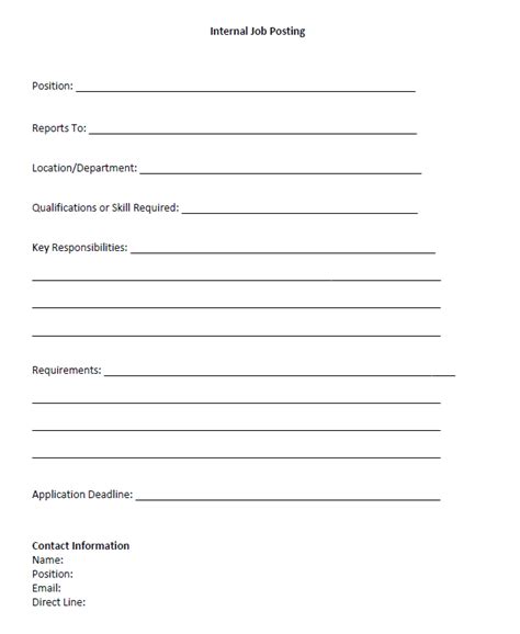 Hr Form Internal Job Posting Template Cthr