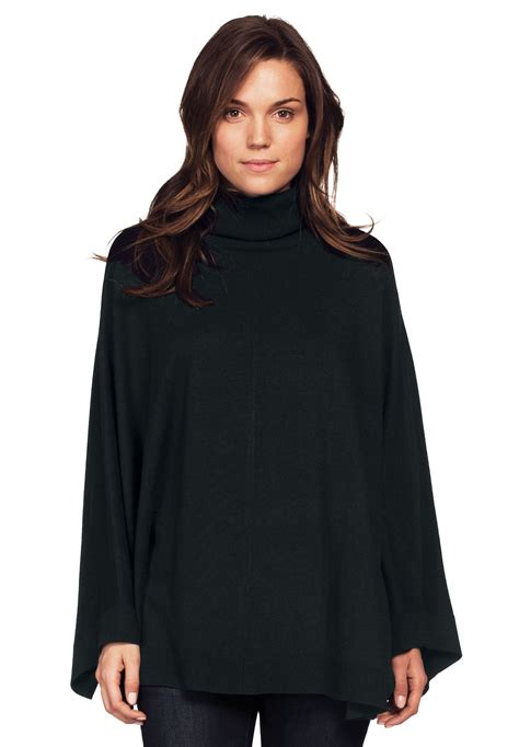 Turtleneck Poncho Sweater By Ellos Womens Plus Size Clothing
