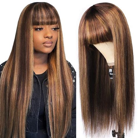 Colored Wigs For Sale 150 Density Honey Blonde Highlight Brown Ombre