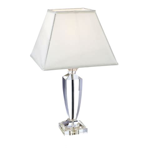 8240 Crystal base table lamp in crystal glass with cream shade