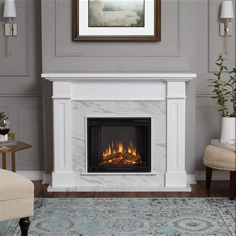 Electric Fireplace White Marble By Real Flame Indoor Electric Fireplace
