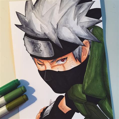 Kakashi Drawing Done I Had To Do Hair With Water Color Because My