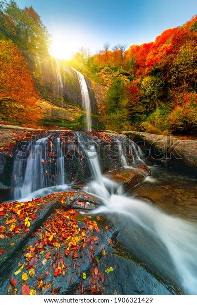 View Waterfall Autumn Waterfall Autumn Colors Stock Photo Edit Now