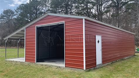 20x50x10 Metal Garage With Lean To