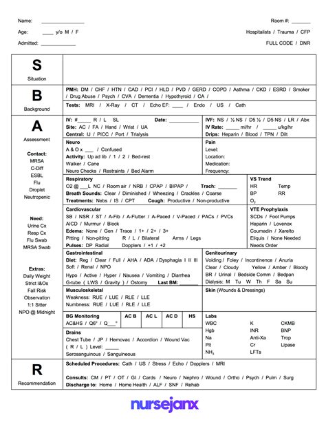 Printable Word Sbar Template Printable Word Searches