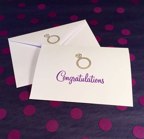Engagement Ring Congratulations Card Purple Gold And White