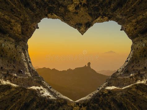 View Of The Ocean From A Heart Shaped Cave Stock Image Image Of