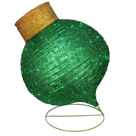 36 Led Lighted Twinkling Green Glitter Onion Ornament Christmas