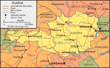 Avusturya Haritası ve Avusturya Uydu Görüntüleri