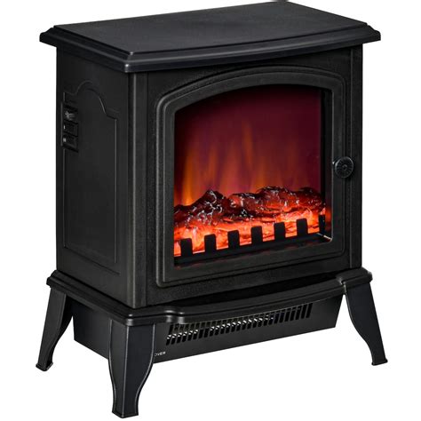 Homcom Free Stand Electric Fireplace Stove Heater W Led Flame Effect