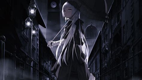 Share dark anime girl with your friends. Download 1366x768 Anime Girl, Umbrella, Dark, White Hair ...