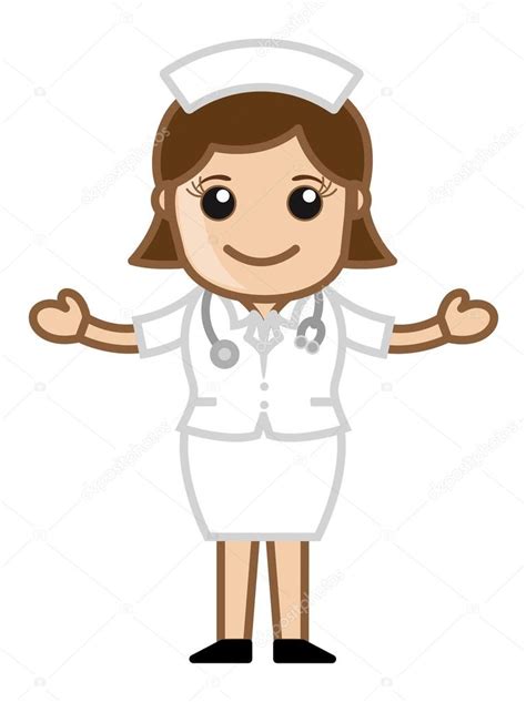 Enfermera joven señalando el dedo índice hacia arriba, guiando la información, con un portapapeles, aislado en fondo blanco. Feliz enfermera vectorial de dibujos animados vector ...
