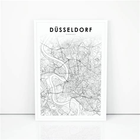 Düsseldorf Germany Map Print Dusseldorf Map Art Poster City Etsy