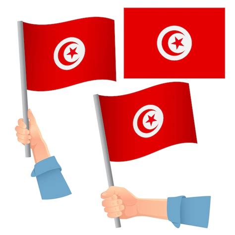Drapeau De La Tunisie Dans La Main Vecteur Premium