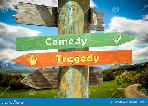 Street Sign Comedy Versus Tragedy Stock Image Image Of Sign Luck