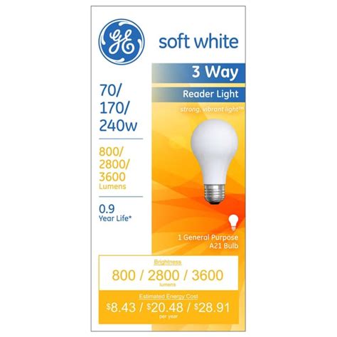 Ge Lighting 15846 Soft White 3 Way A21 Incandescent Light Bulb