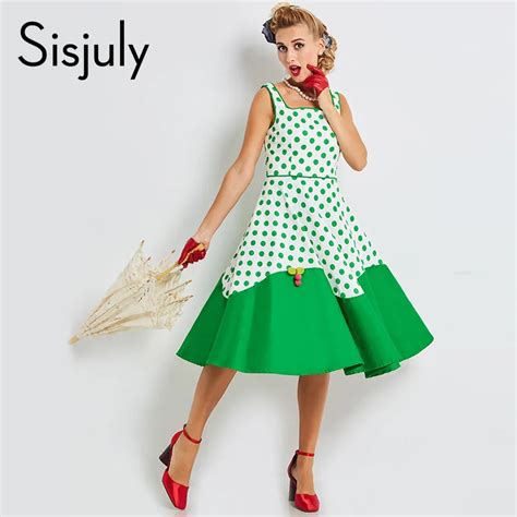 buy sisjuly 2019 women vintage dresses pin up polka dots patchwork 1950s retro