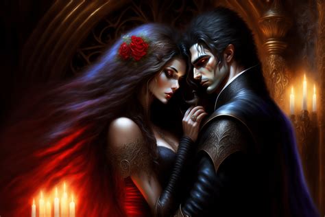 lexica a vampire couple hugs kiss in castle gothic room lusi royo art artgerm